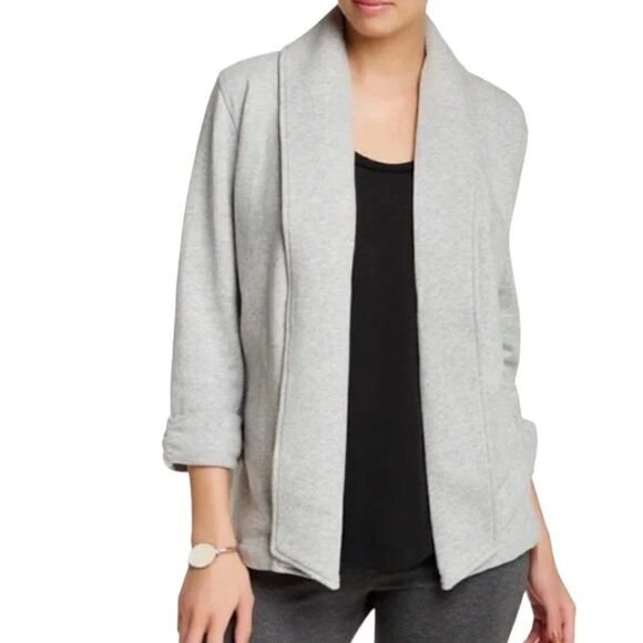 Theory Ashbey Growing Open Front Cardigan Sweater Light Gray - Picture 3 of 8